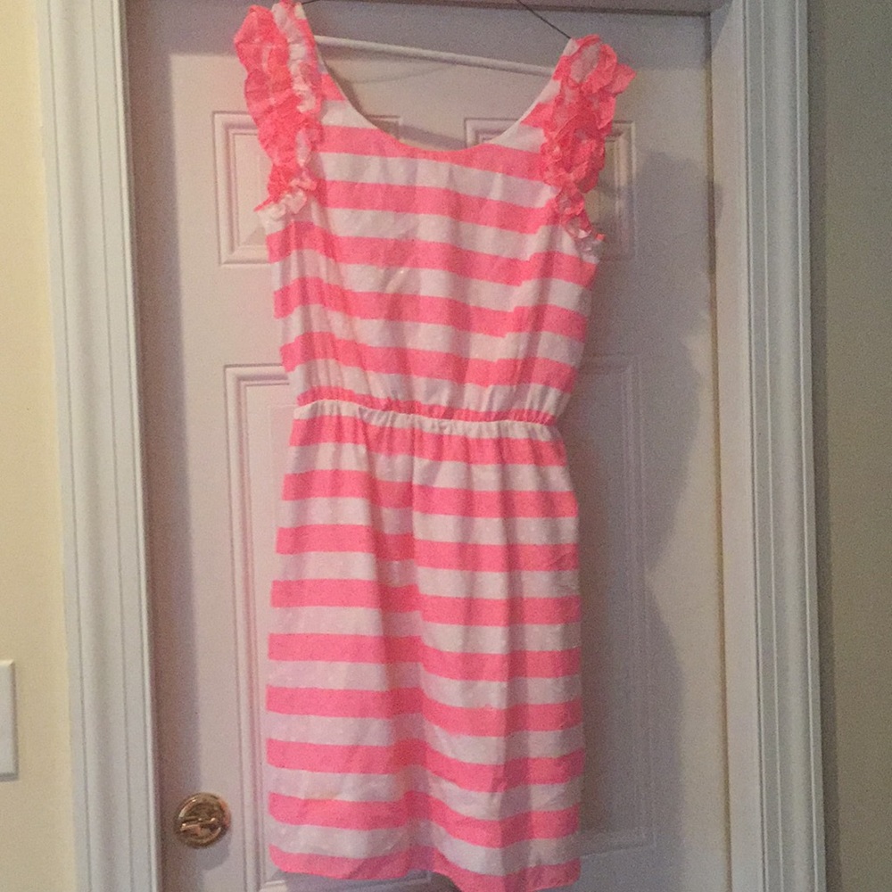 EUC Neon Pink Eyelet Dress